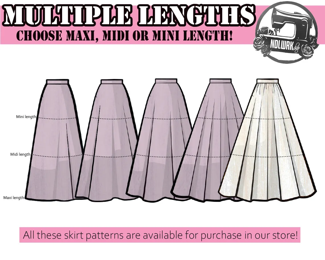 1/4 and 1/2 Circle Skirts Sewing Pattern/Downloadable PDF File and Tutorial Book