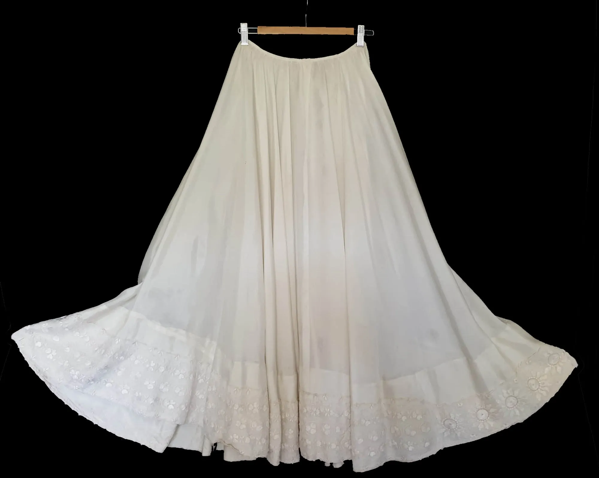 1950s Lace Trimmed Full Circle Petticoat Skirt - S