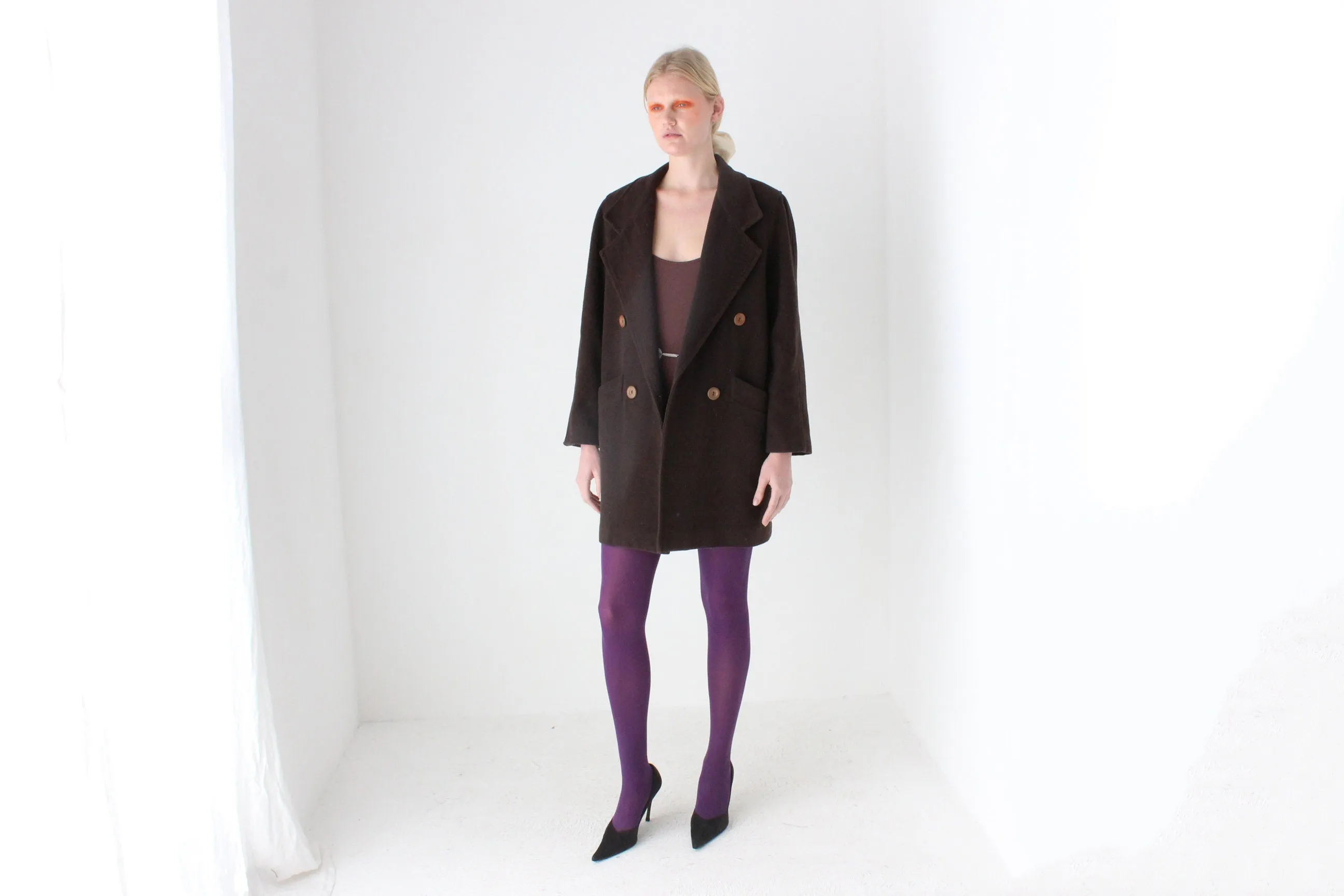 90s Chocolate Wool & Cashmere Blend Coat