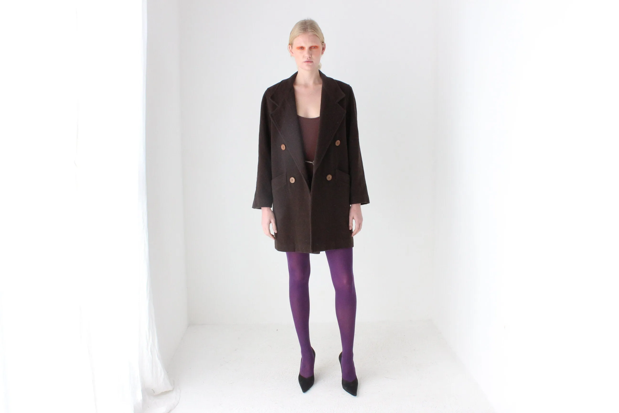 90s Chocolate Wool & Cashmere Blend Coat