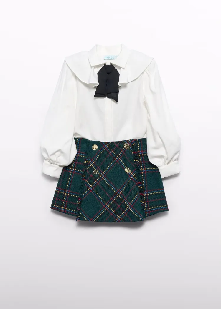 ABE Dressy Blouse with Plaid Skirt