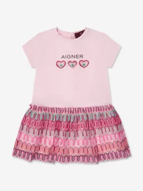 Aigner Baby Girls Logo Dress in Pink