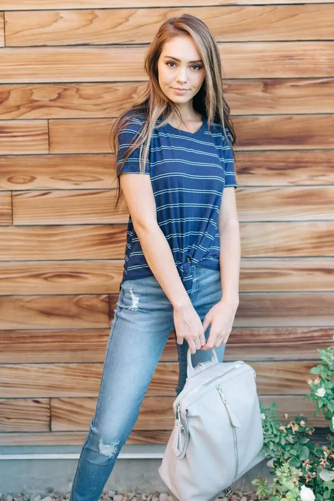 Ainsley Striped Top in Navy