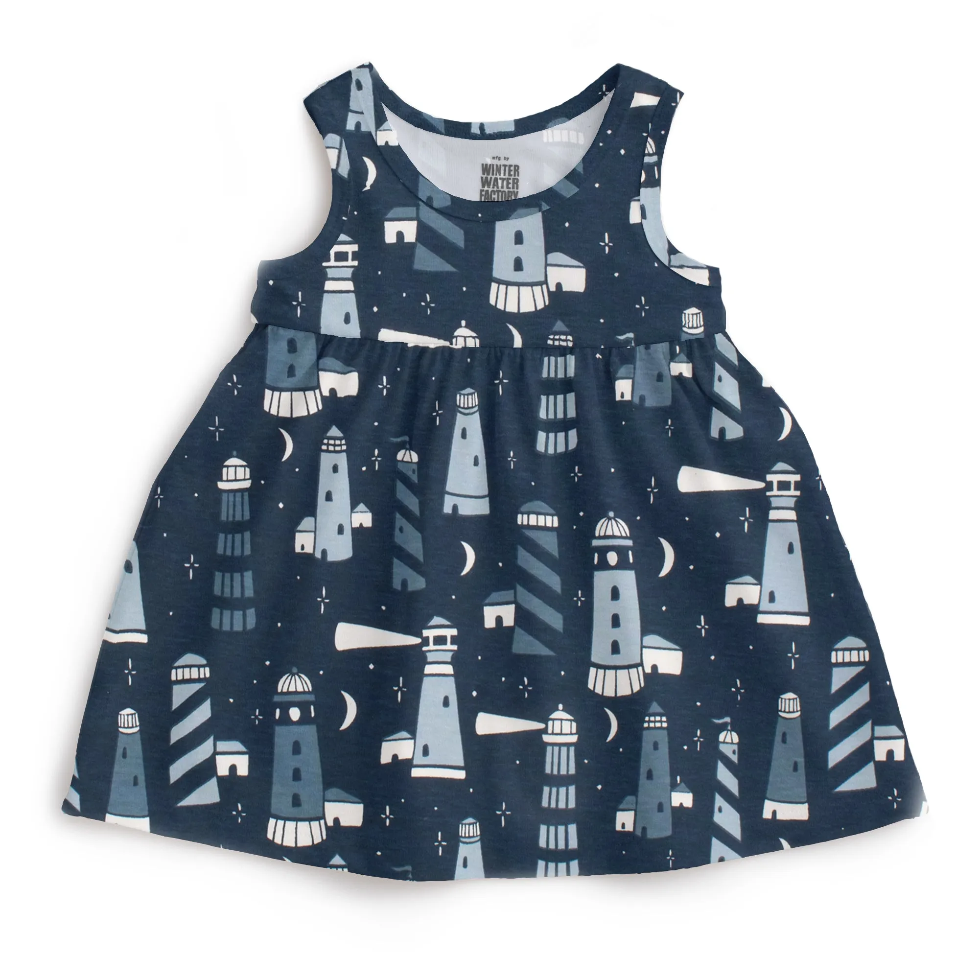 Alna Baby Dress - Lighthouses Night Sky