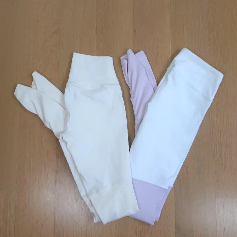 Alo Yoga Lot of 2 Goddess Leggings White/White & White/Lilac Size Extra Small