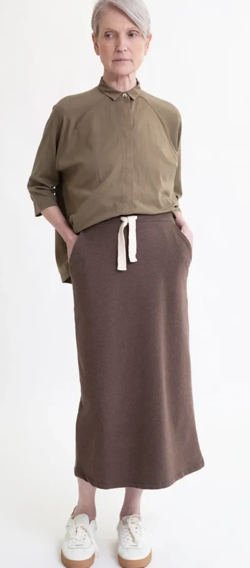 Ana Organic Cotton Skirt In Brown Marl