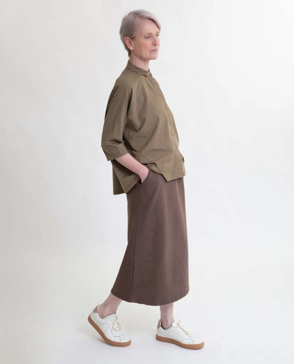 Ana Organic Cotton Skirt In Brown Marl