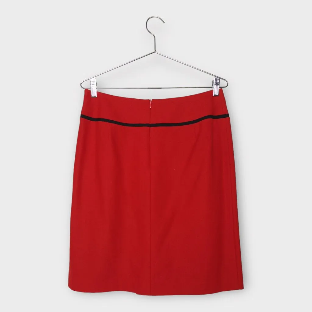 Anna Thomas Red Wool Front Pleat Midi