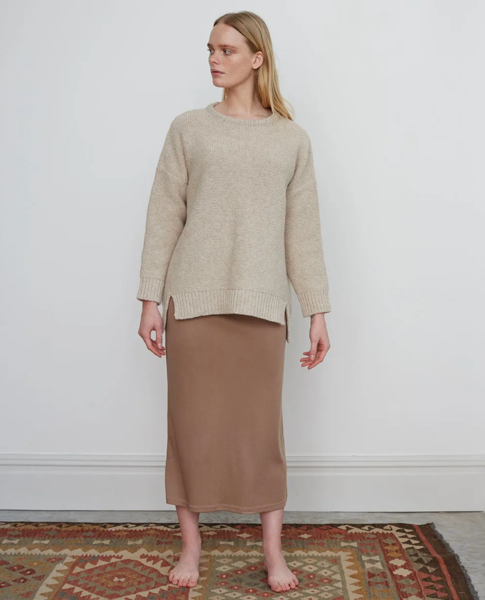 ANNE Lyocell Jersey Skirt In Taupe