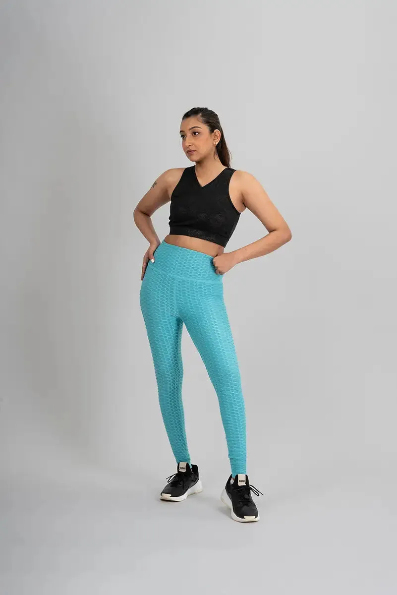 Anti Cellulite Women's Leggings - Aqua Blue