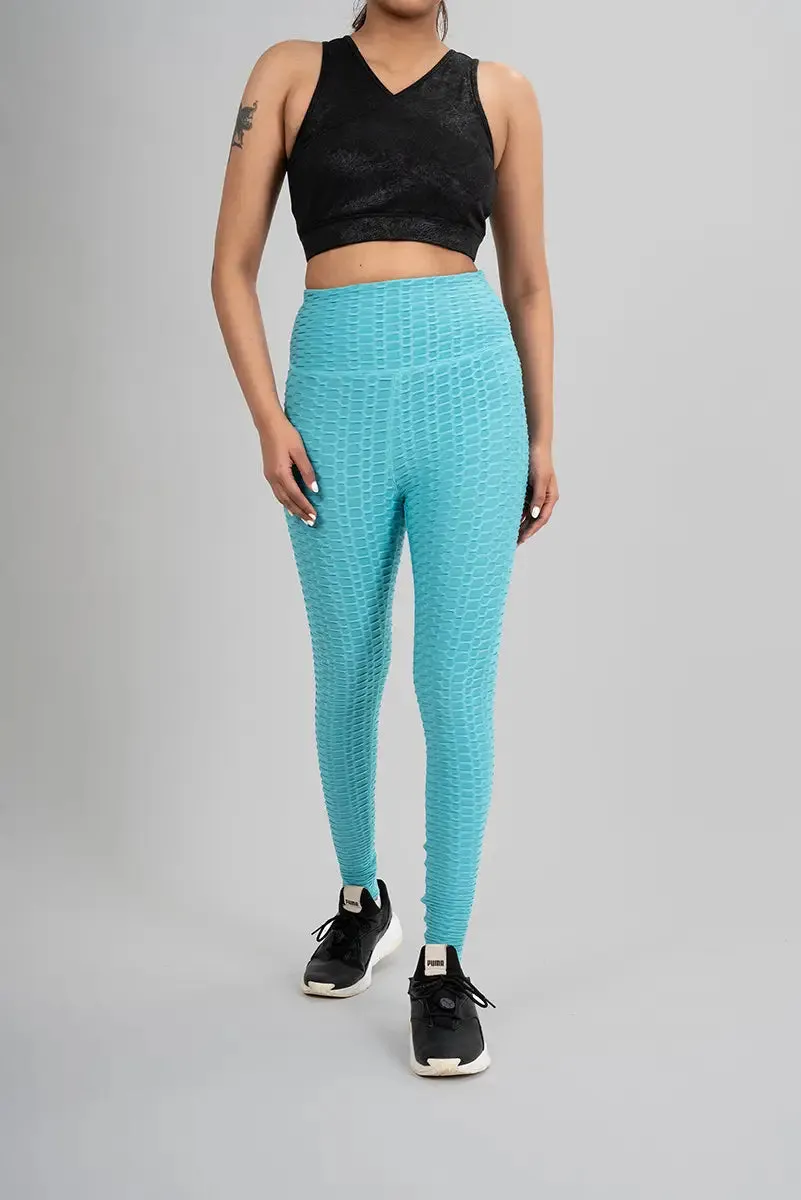 Anti Cellulite Women's Leggings - Aqua Blue