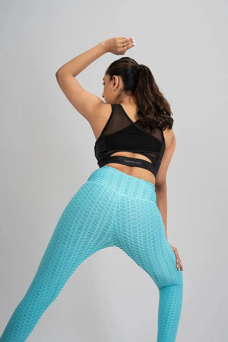 Anti Cellulite Women's Leggings - Aqua Blue