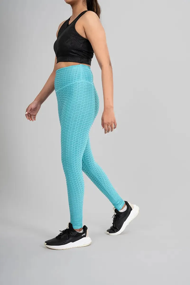 Anti Cellulite Women's Leggings - Aqua Blue