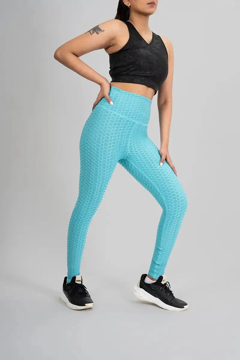 Anti Cellulite Women's Leggings - Aqua Blue