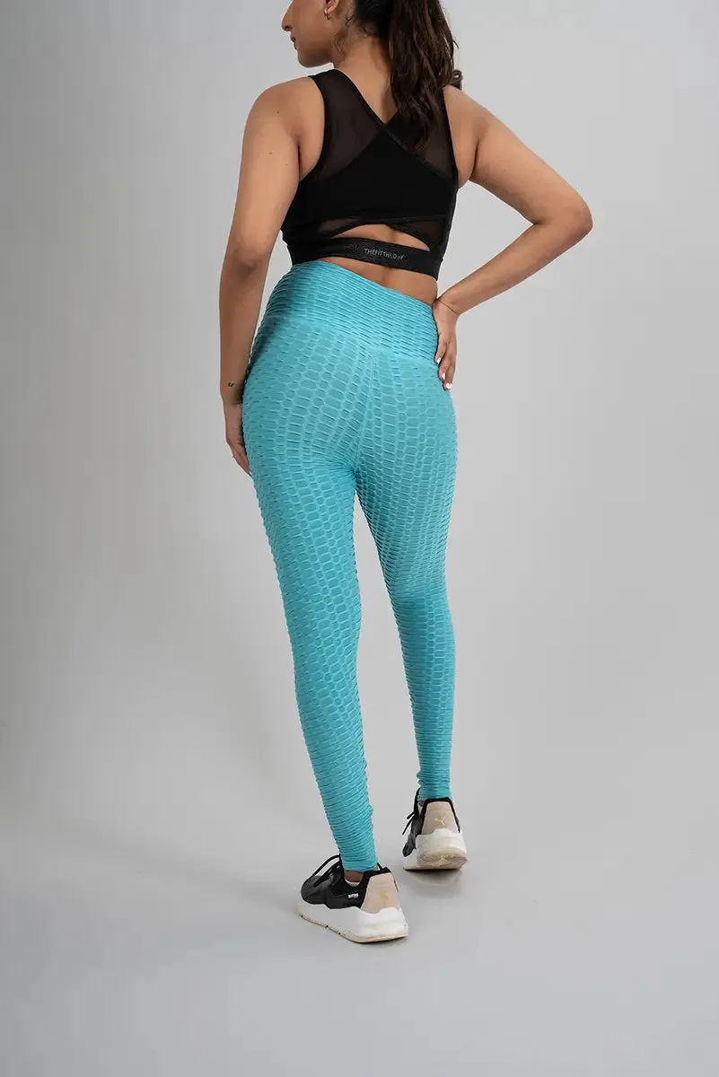 Anti Cellulite Women's Leggings - Aqua Blue