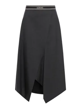 Asymmetric wool skirt