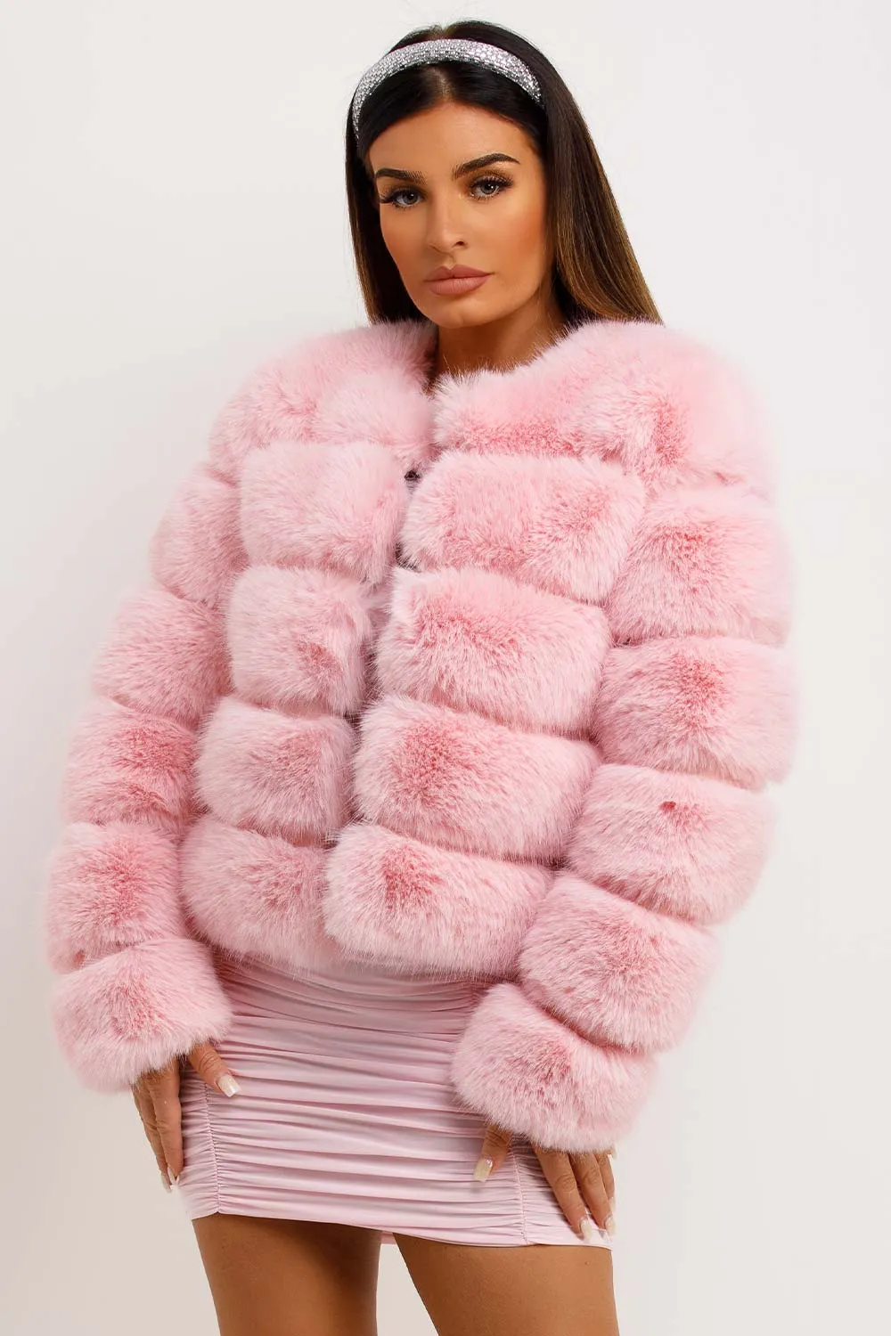 Baby Pink Faux Fur Bubble Coat