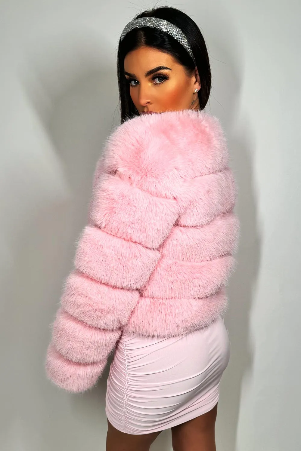 Baby Pink Faux Fur Bubble Coat