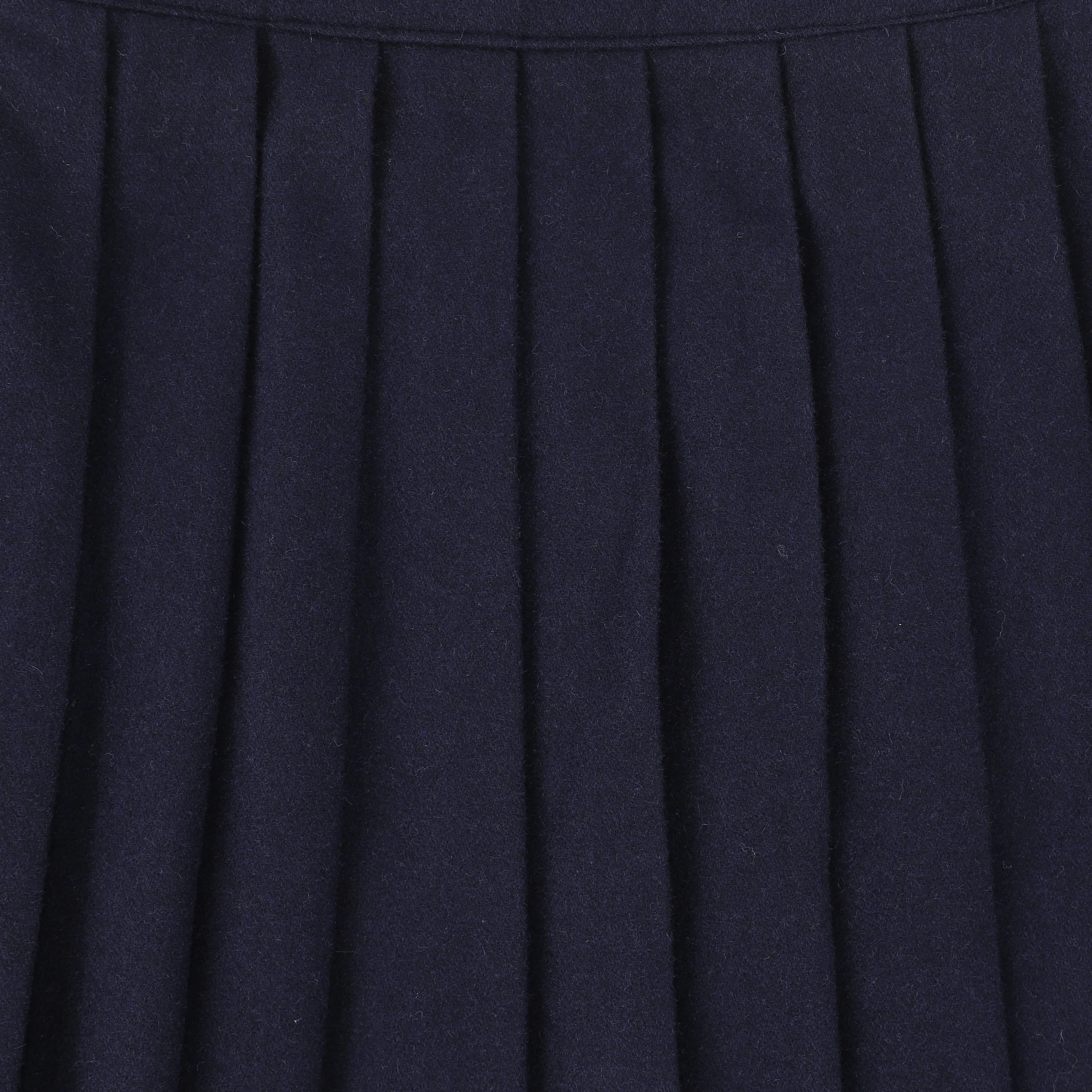 Bamboo Navy Wool Pleated Skirt And Jacket Set