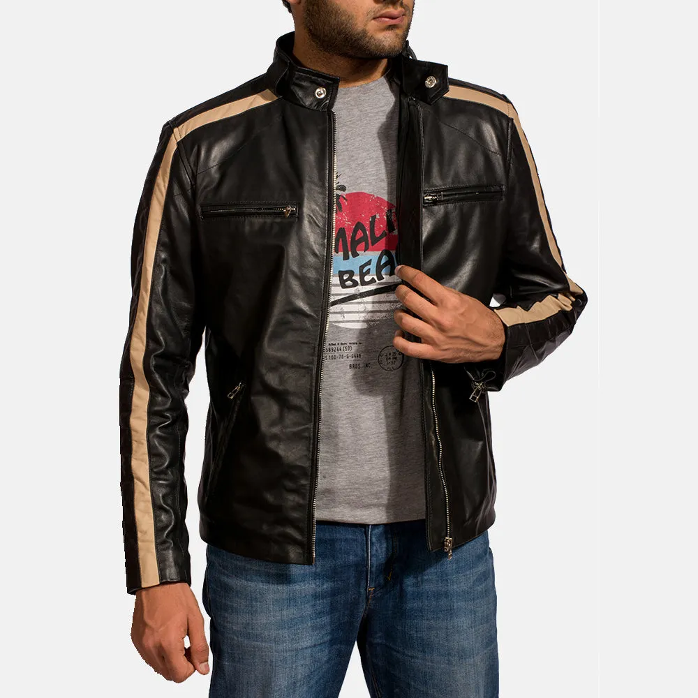 Beetle Black Leather Biker Jacket