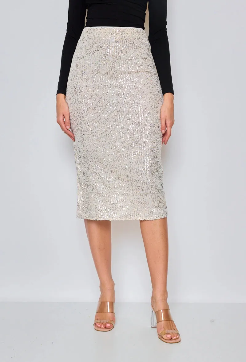 Beige & Gold Sequin Skirt