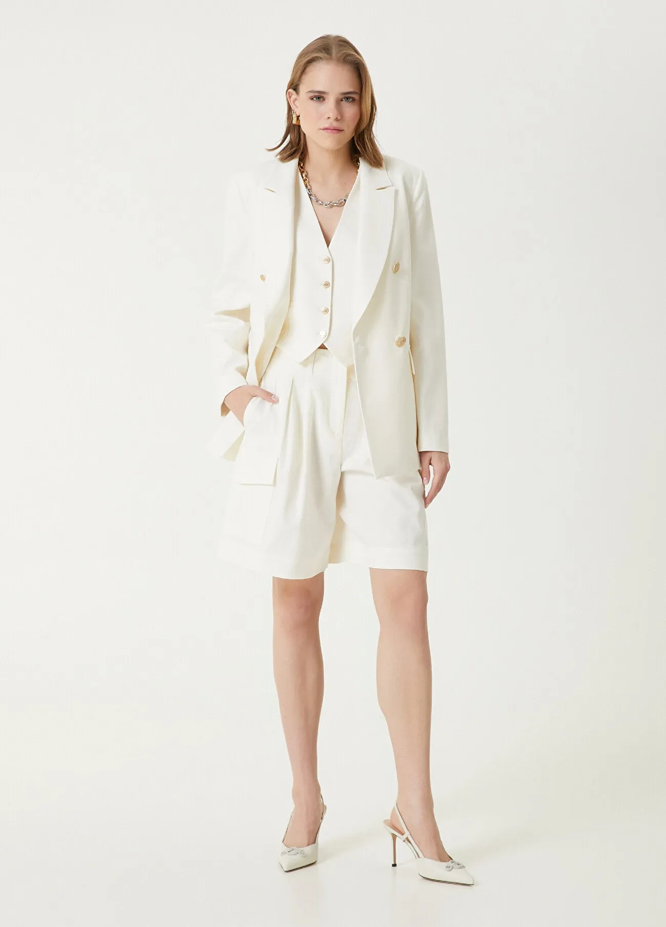 Beymen Club Double-Breasted Blazer Off White