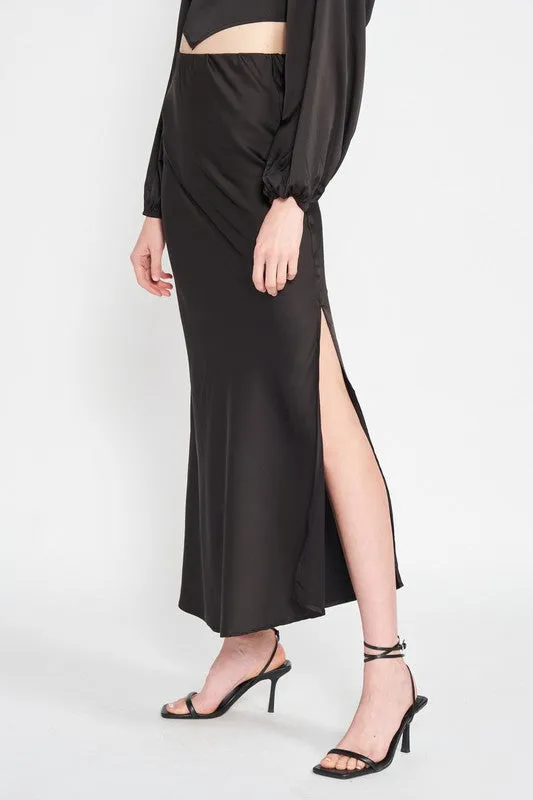 BIAS CUT MAXI SKIRT WITH SLIT