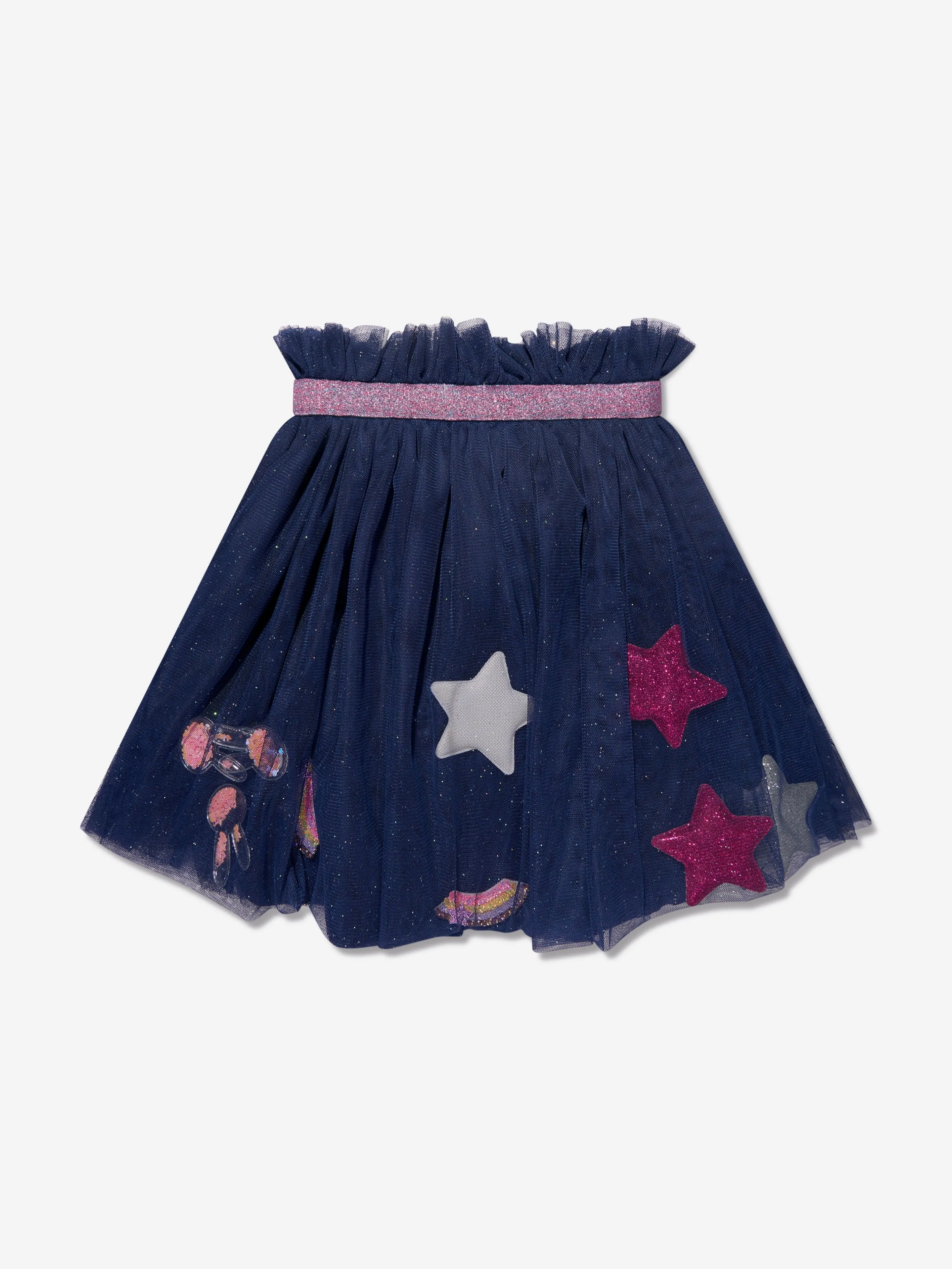 Billieblush Girls Tulle Star Skirt in Navy