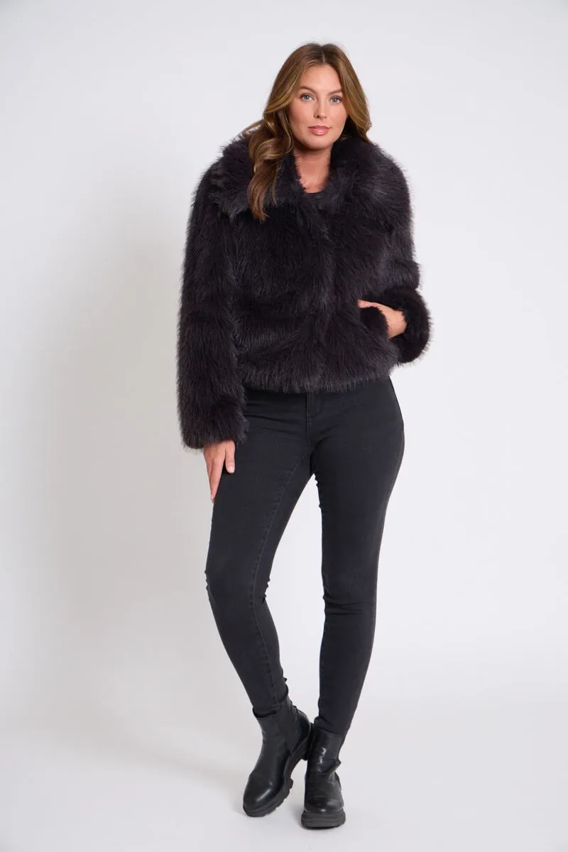 BLACK FAUX FUR JACKET