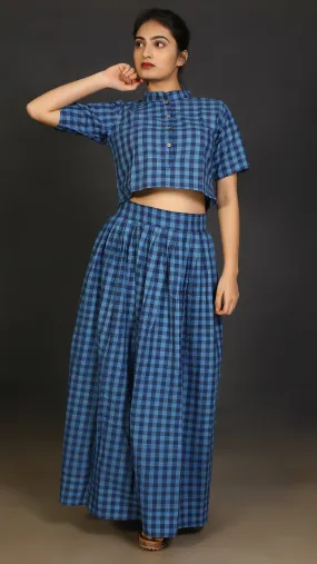 Blue gather long skirt