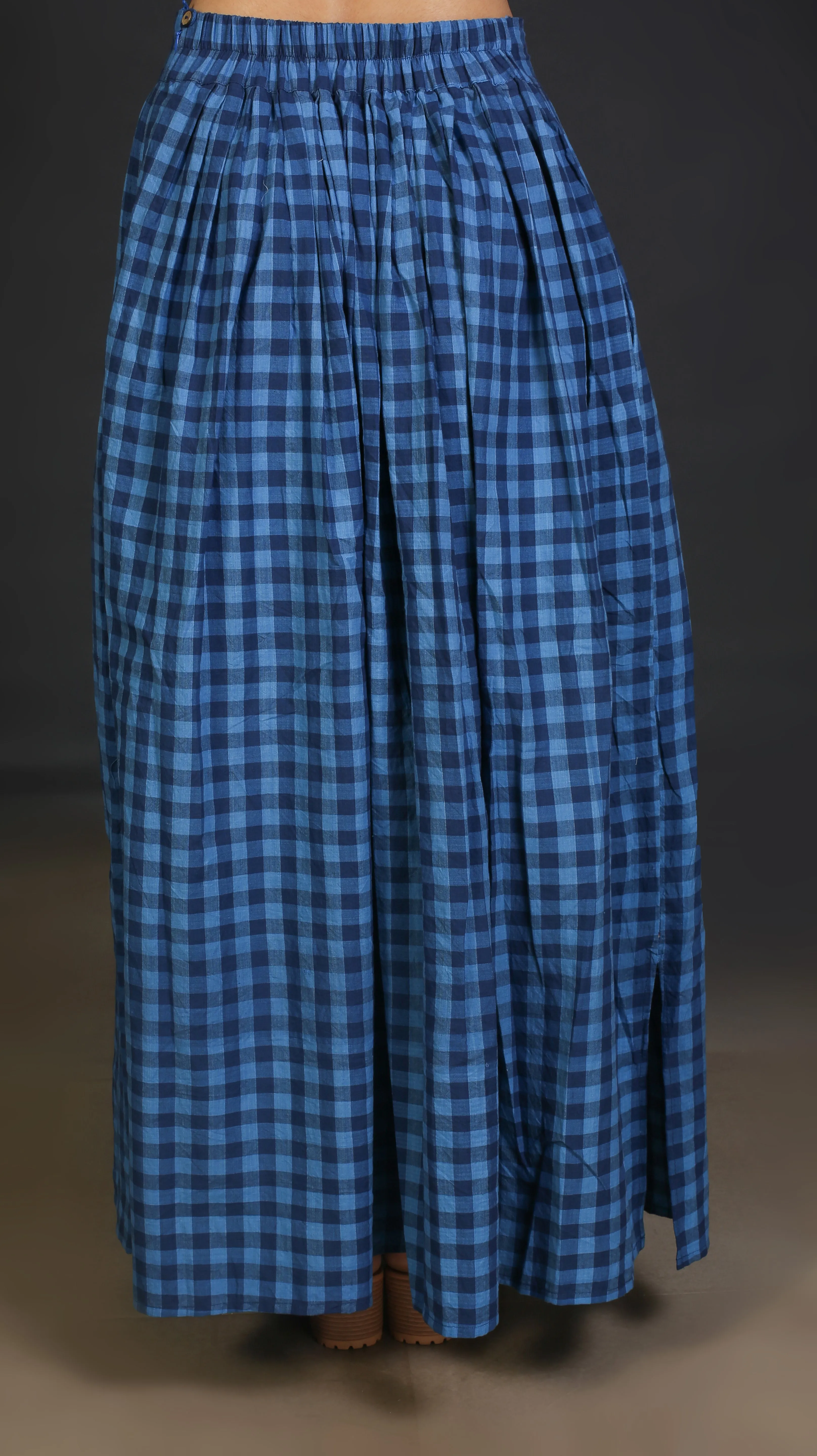 Blue gather long skirt