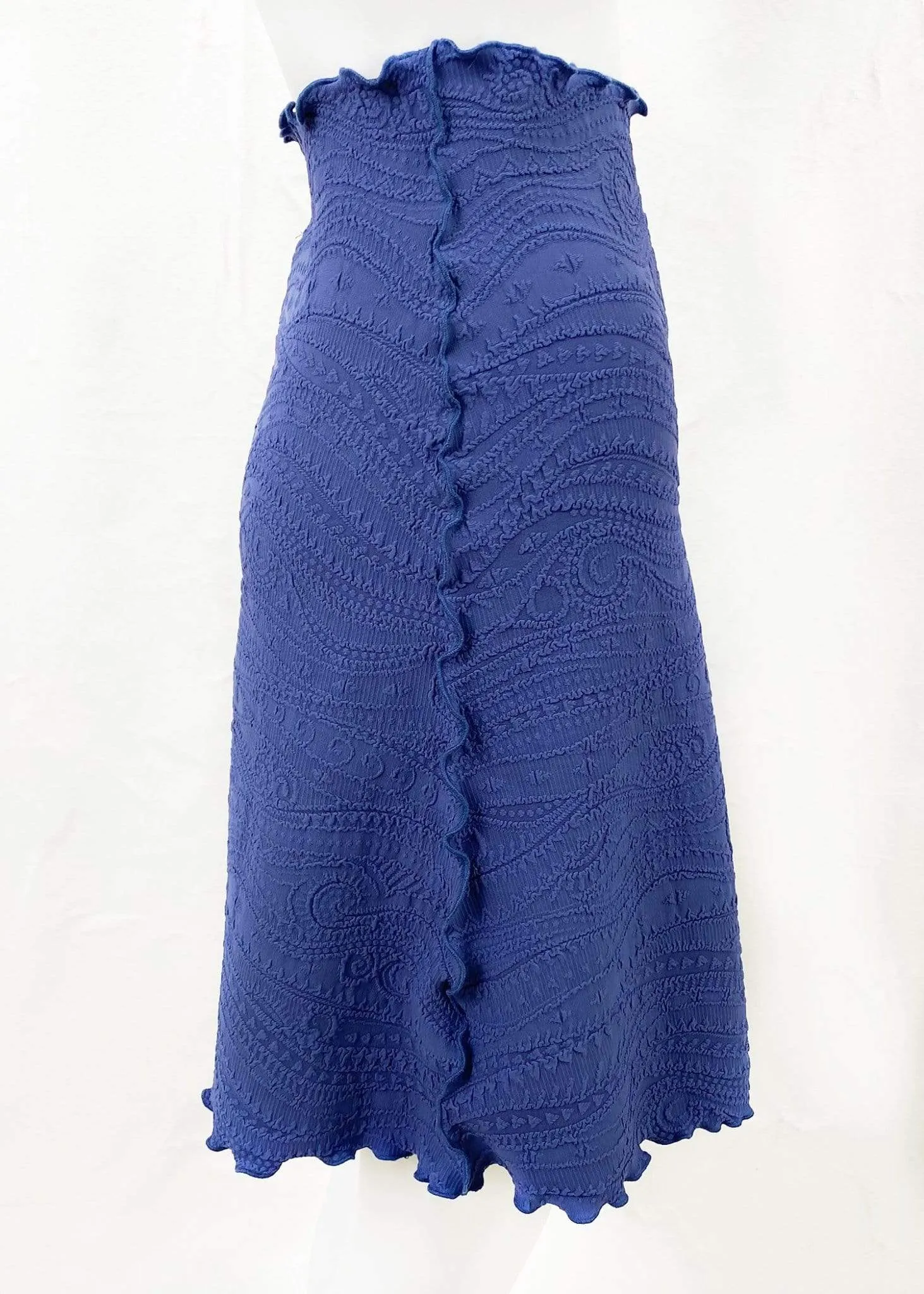 Blue Indigo Catty Jacquard Knit Bias Skirt