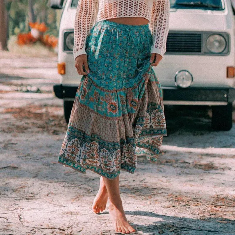 Bohemian Skirt - Paisley Floral Print