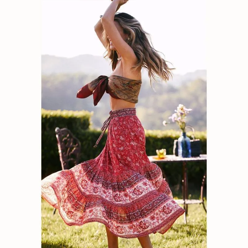 Bohemian Skirt - Paisley Floral Print