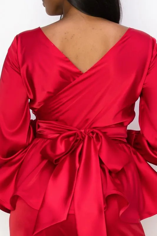 Brandy Satin Wrap Top