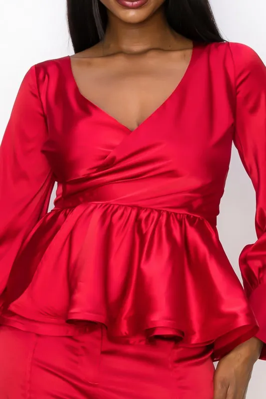 Brandy Satin Wrap Top