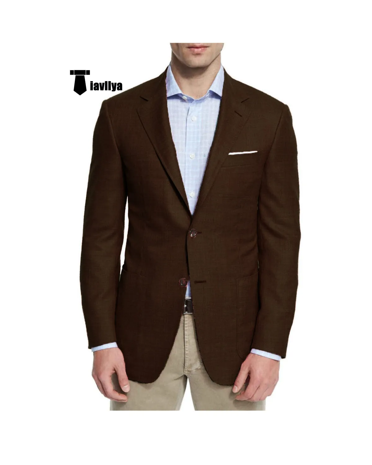 Bussines Men's 2 Pieces Mens Blazer Notch Lapel Linen For Wedding