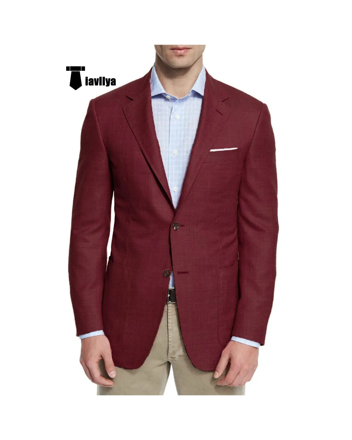 Bussines Men's 2 Pieces Mens Blazer Notch Lapel Linen For Wedding