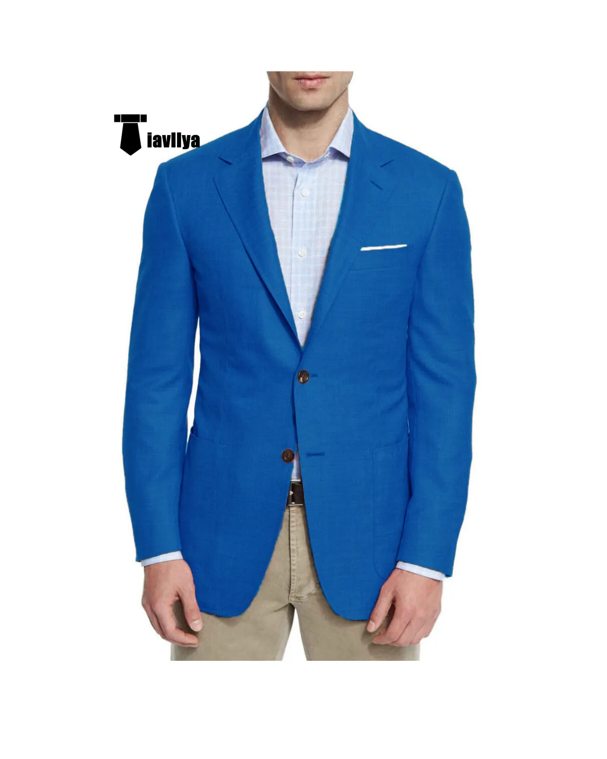 Bussines Men's 2 Pieces Mens Blazer Notch Lapel Linen For Wedding