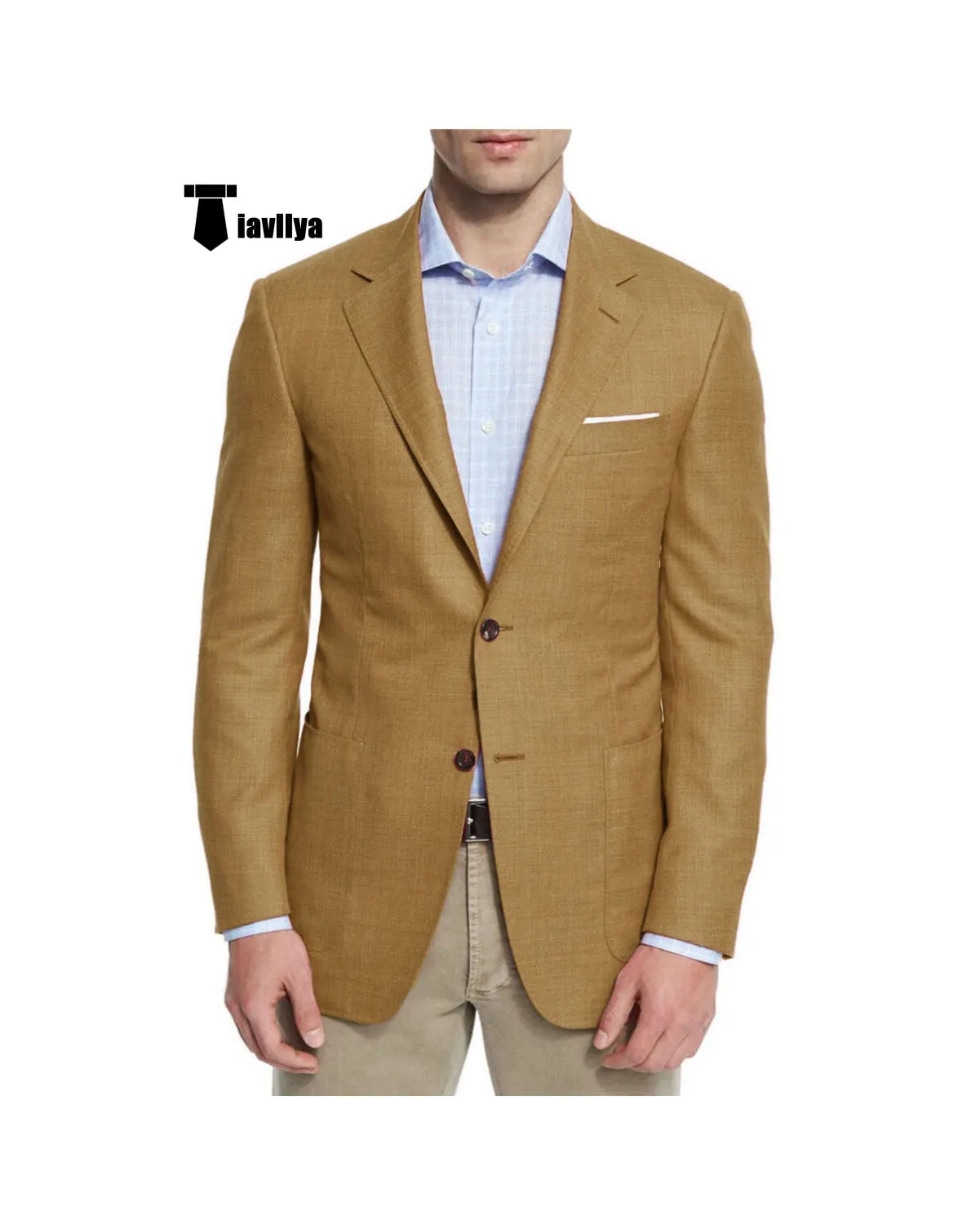 Bussines Men's 2 Pieces Mens Blazer Notch Lapel Linen For Wedding