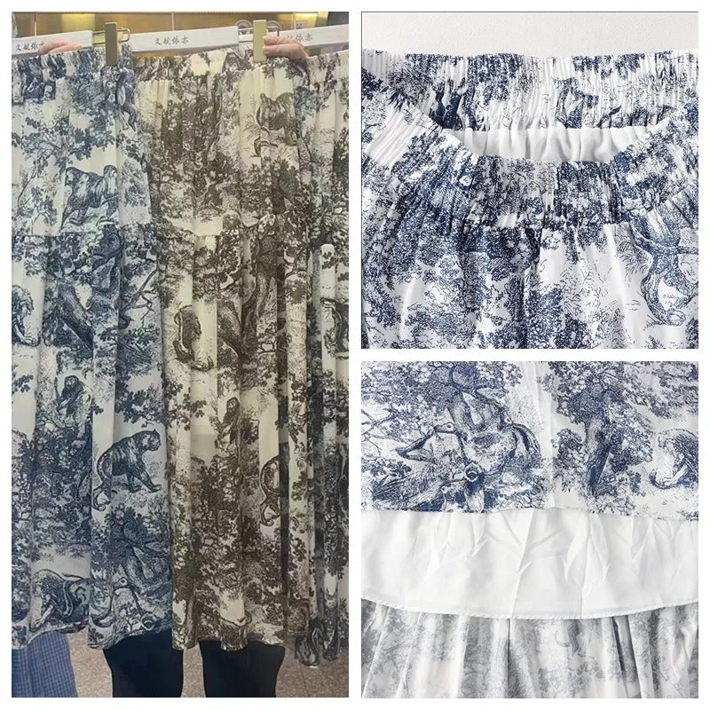 Chinese Ink Printed Chiffon Skirt