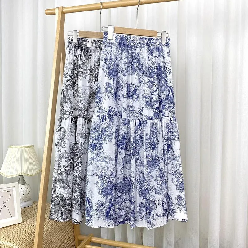 Chinese Ink Printed Chiffon Skirt