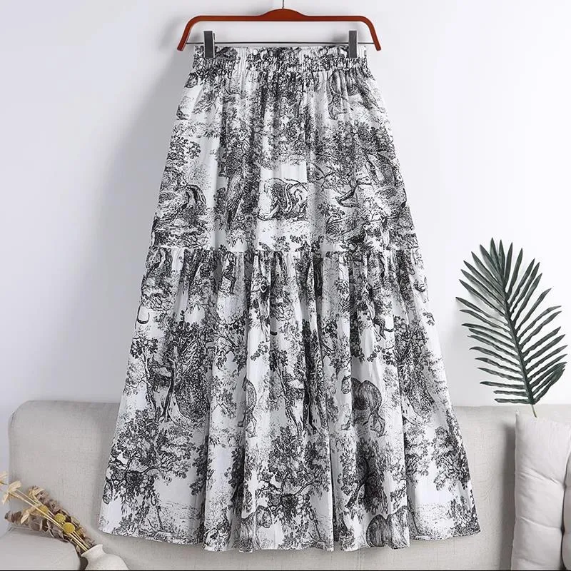 Chinese Ink Printed Chiffon Skirt