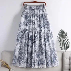 Chinese Ink Printed Chiffon Skirt