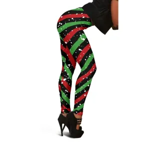 Christmas Candy Red Green Black Leggings| Christmas Leggings| Yoga Pants