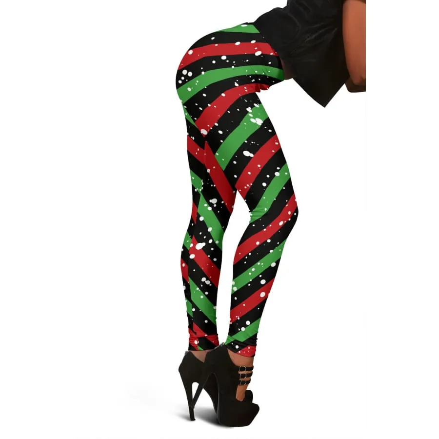 Christmas Candy Red Green Black Leggings| Christmas Leggings| Yoga Pants