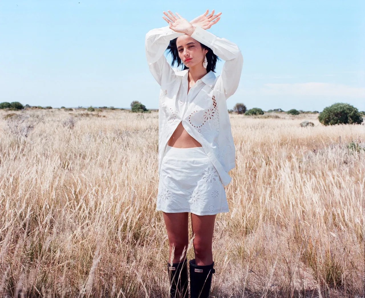 Coastal Daisy Mini Skirt - White