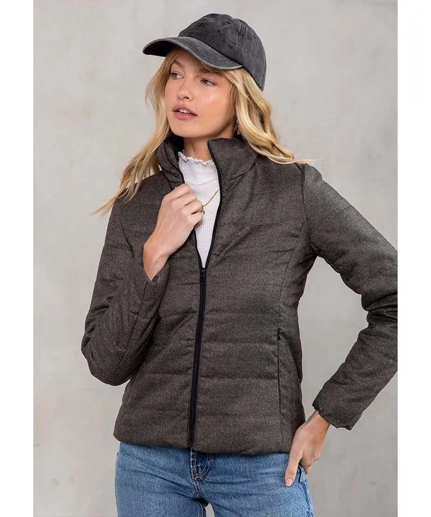 Coco Puffer Jacket Heather Brown