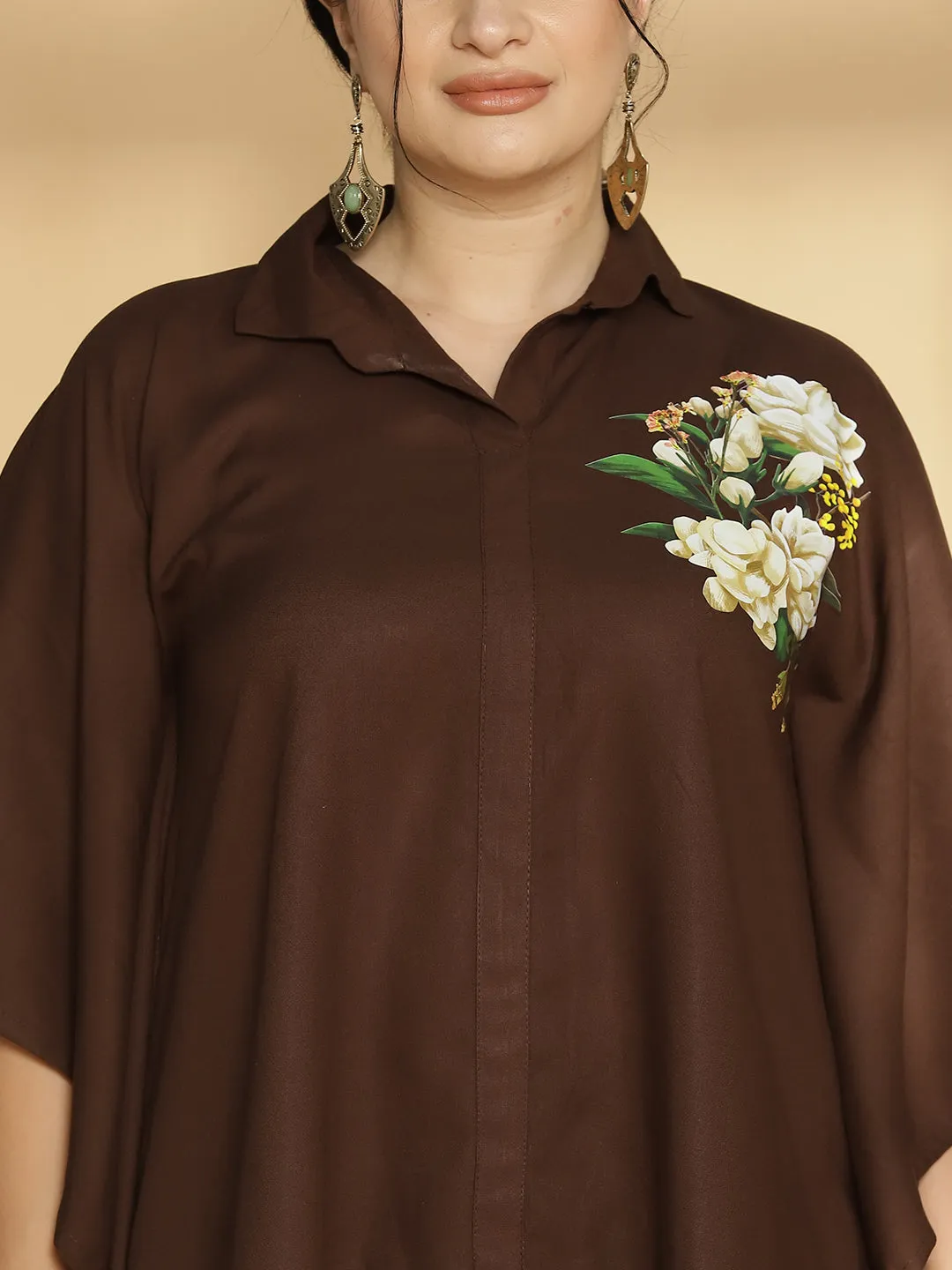 Coffee Kaftan Top - Blossom Breeze