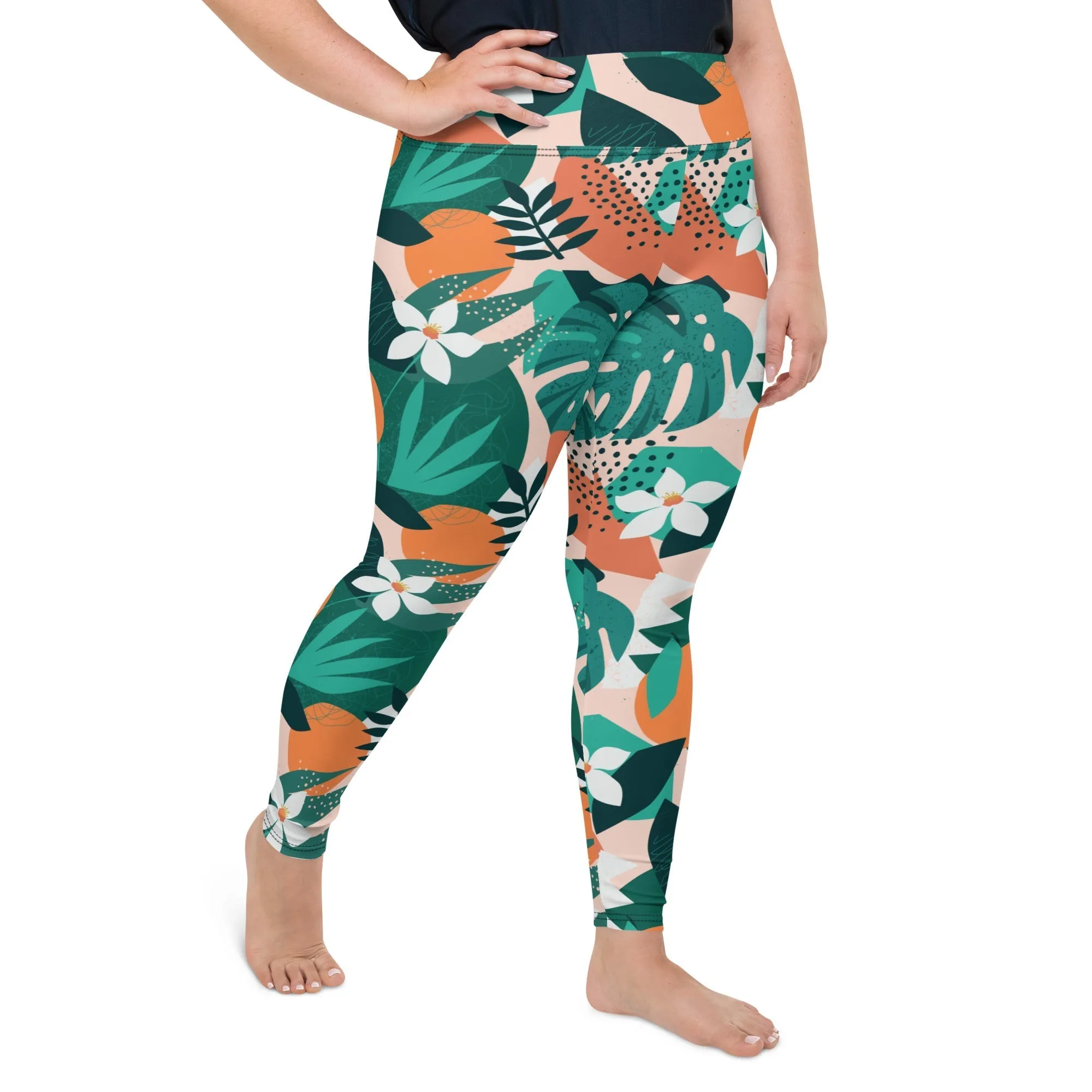 Contemporary Tropical Plus Size Leggings